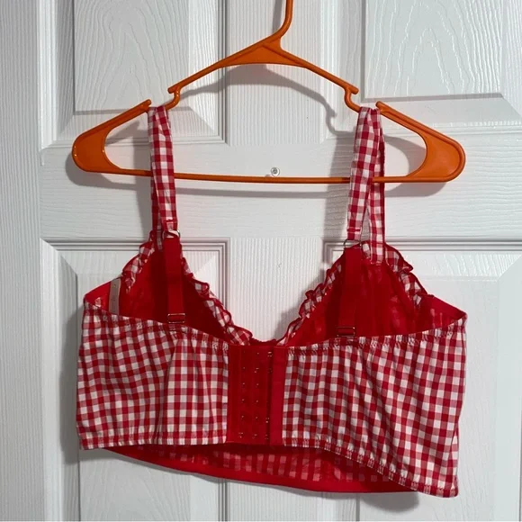 Colsie Red and White Gingham crop top bralette - Picture 5 of 5